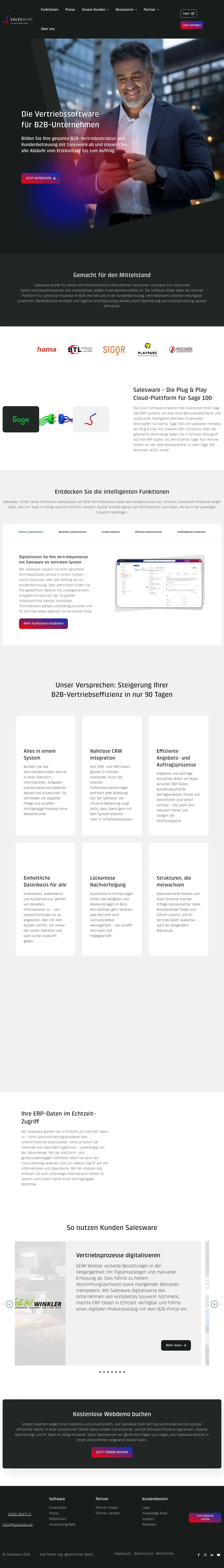 Vollständiger Screenshot von Salesware