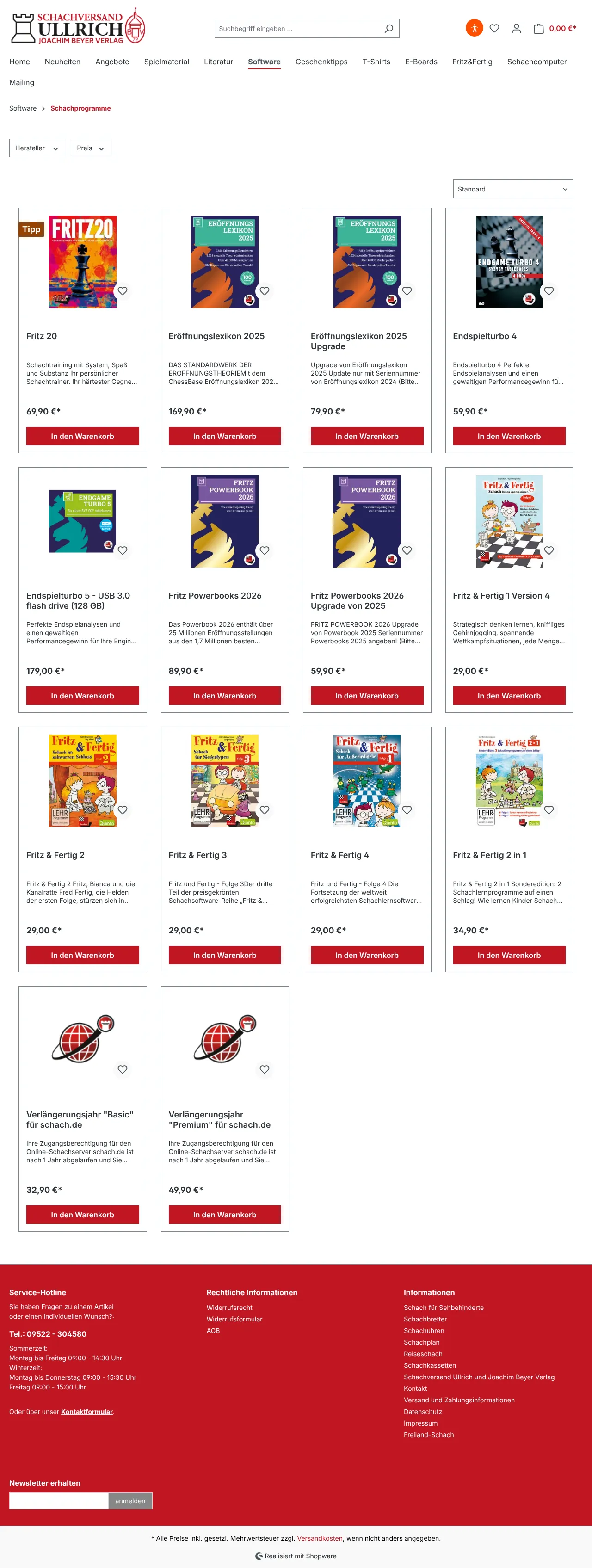Vollständiger Screenshot von Schachversand Ullrich