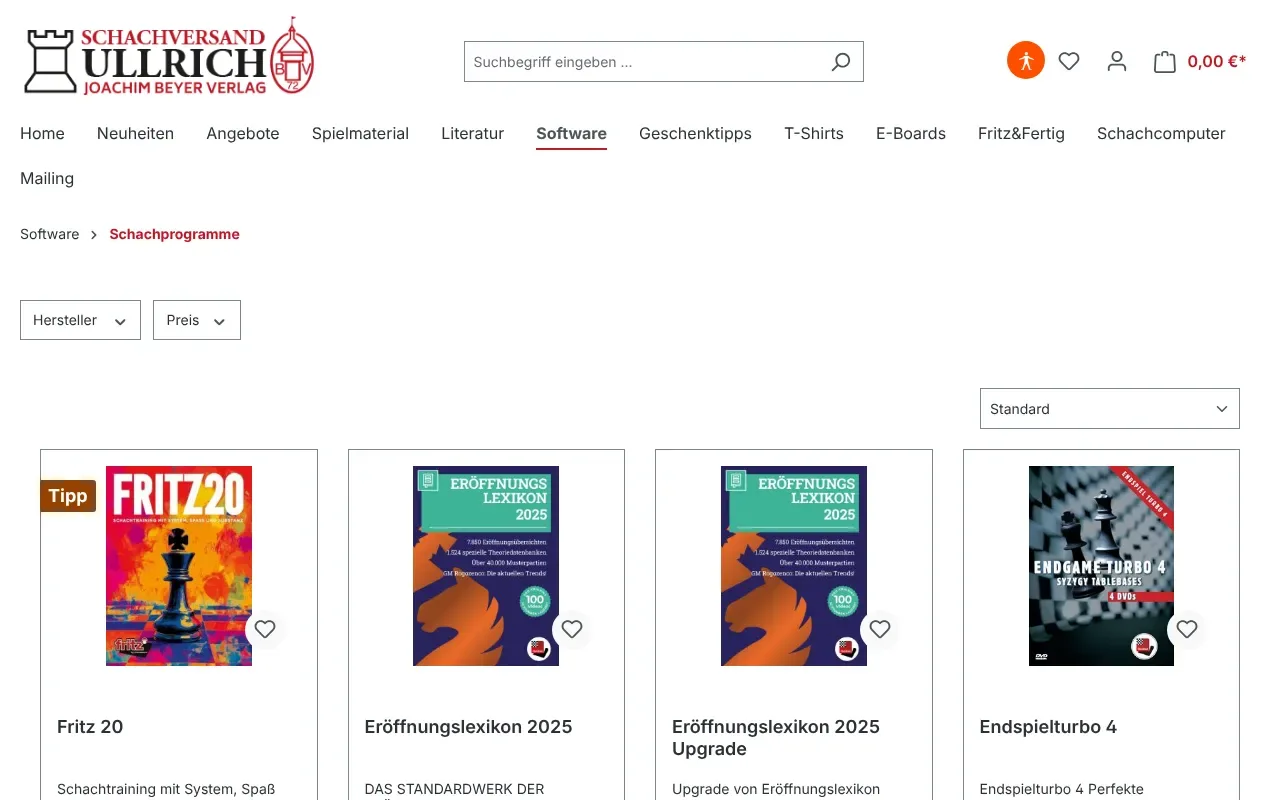 Screenshot von Schachversand Ullrich