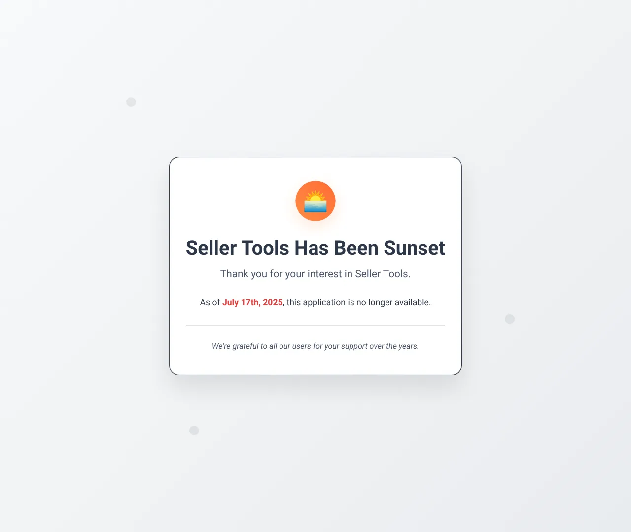 Vollständiger Screenshot von Seller Tools