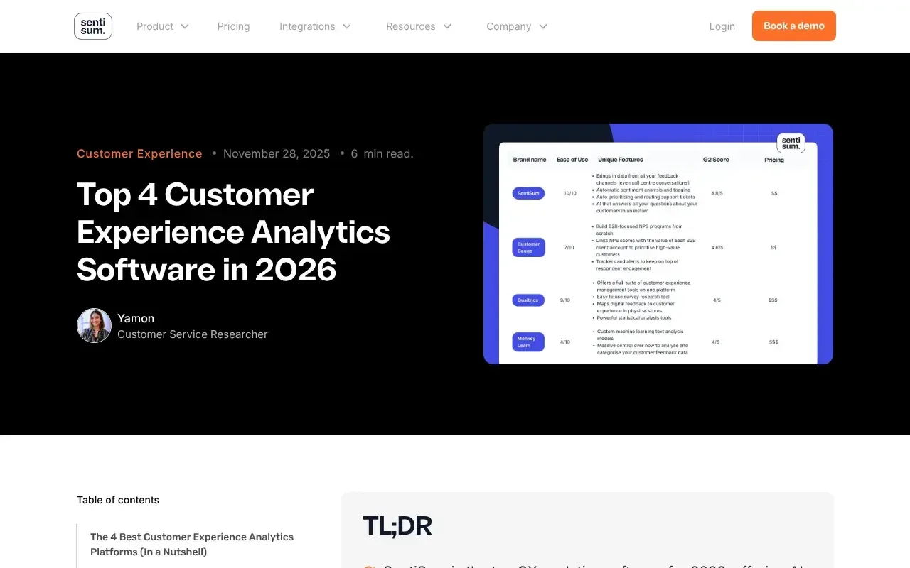 Screenshot von SentiSum