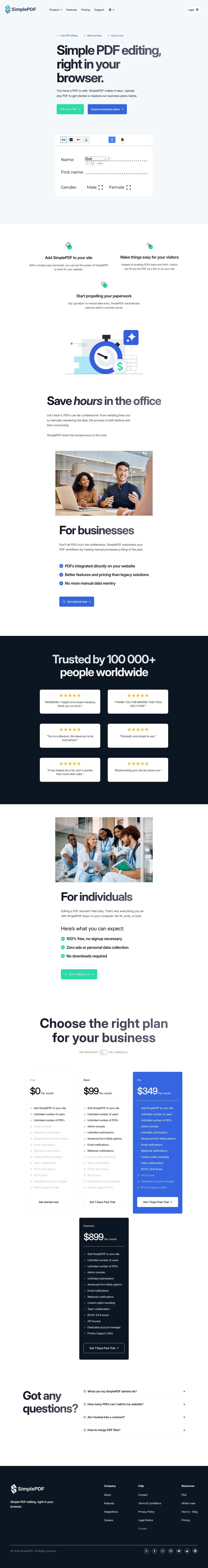 Vollständiger Screenshot von SimplePDF