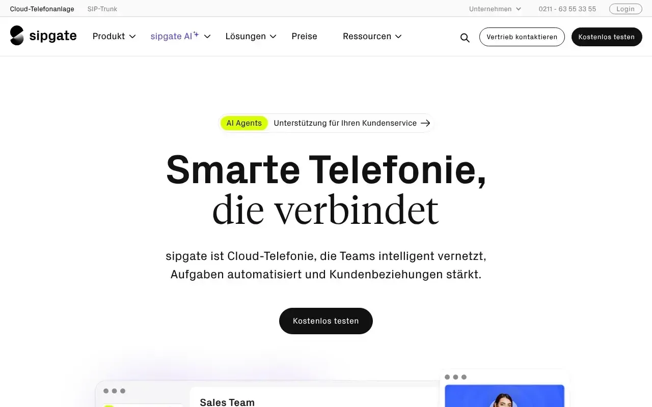 Screenshot von sipgate