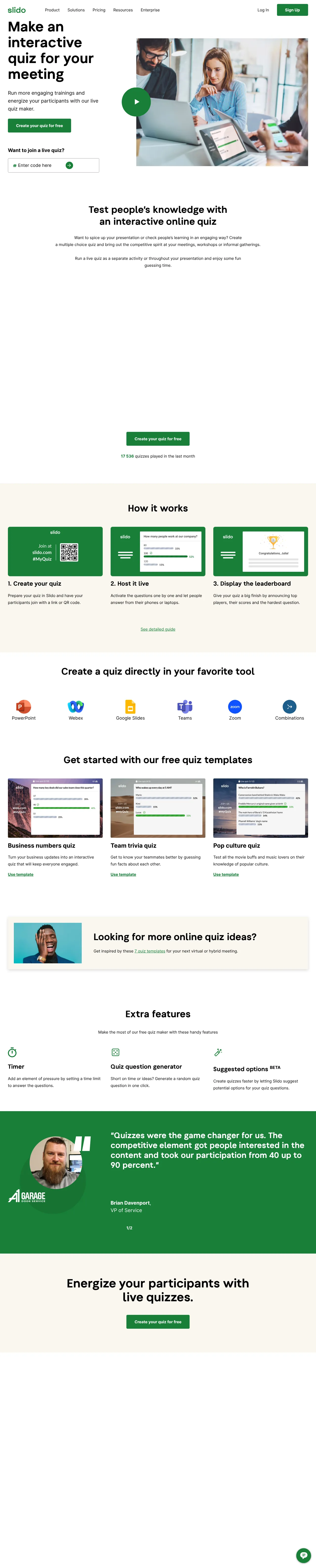 Vollständiger Screenshot von Slido