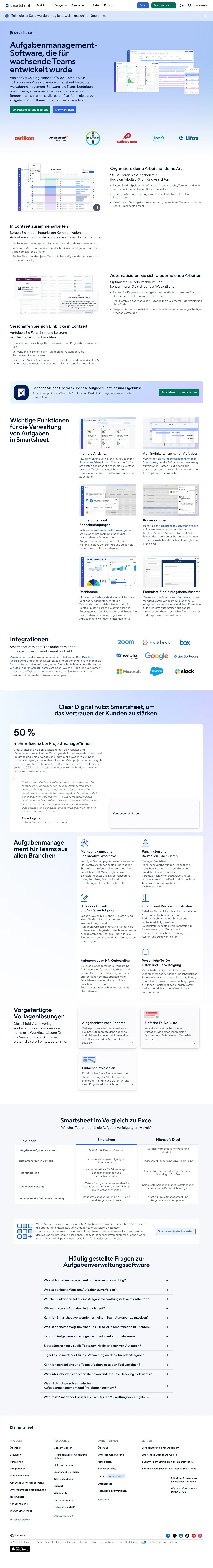 Vollständiger Screenshot von Smartsheet