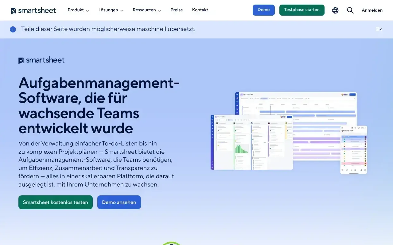 Screenshot von Smartsheet