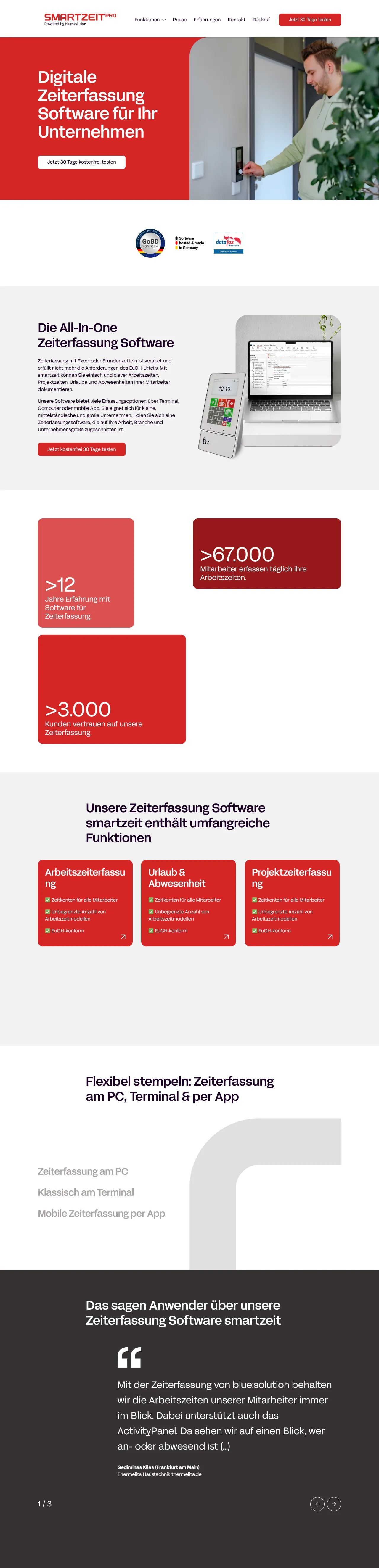 Vollständiger Screenshot von smartzeit