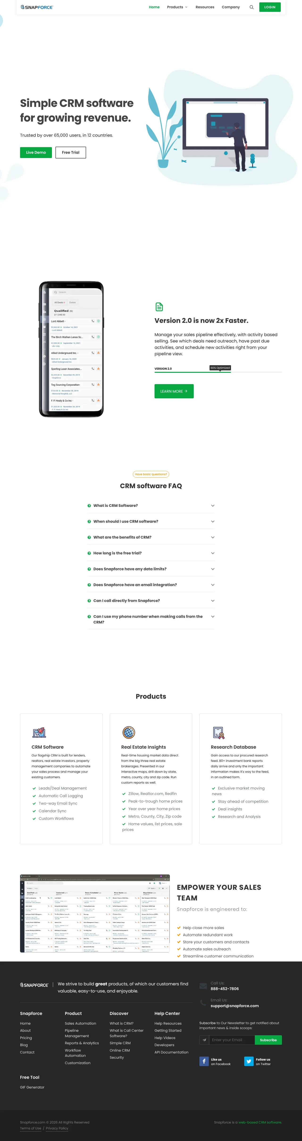 Vollständiger Screenshot von Snapforce