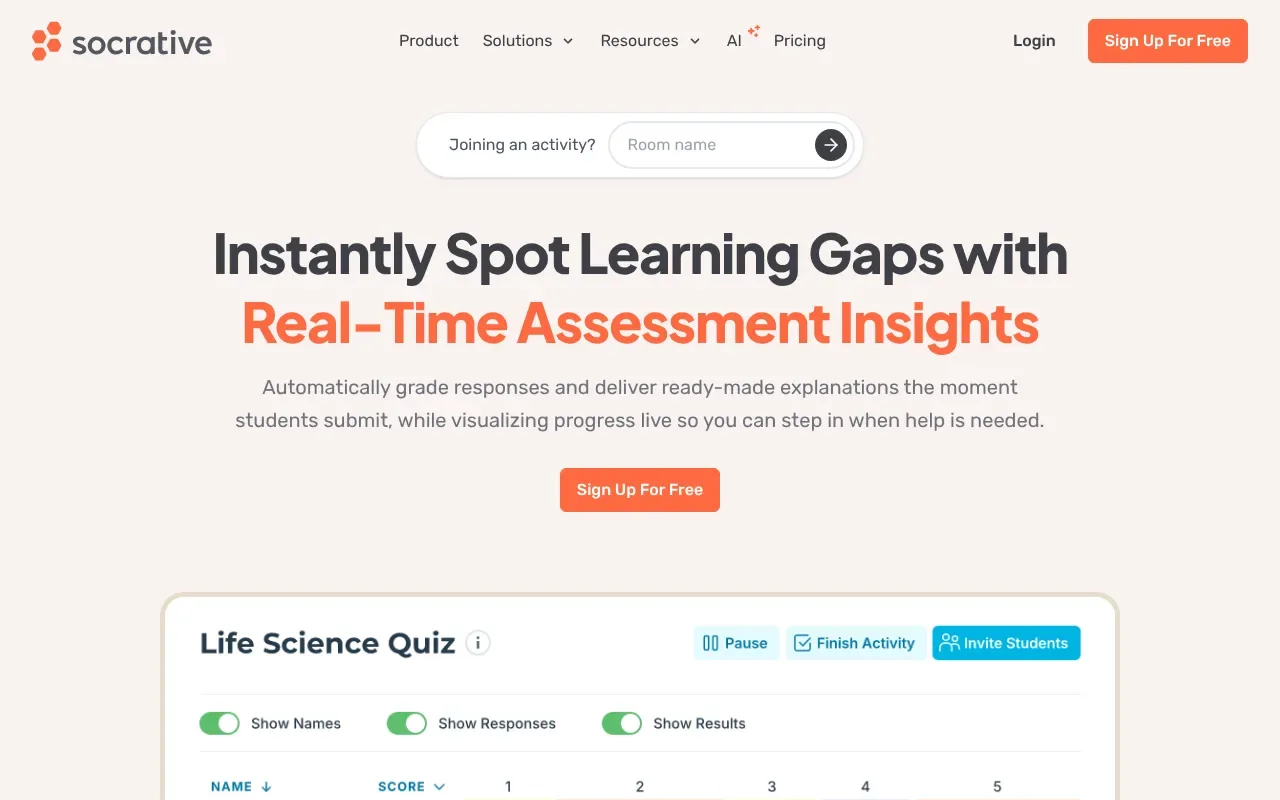 Screenshot von Socrative
