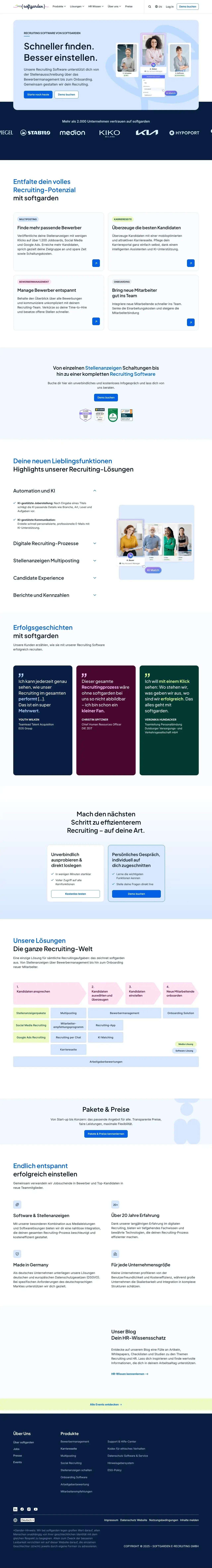 Vollständiger Screenshot von softgarden