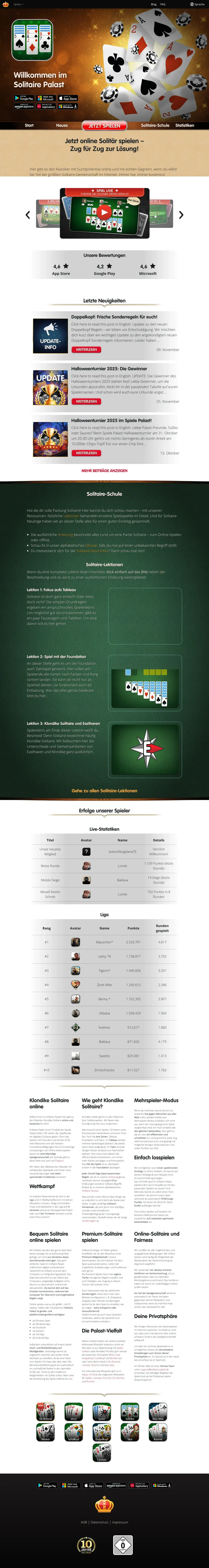 Vollständiger Screenshot von Solitaire Palast