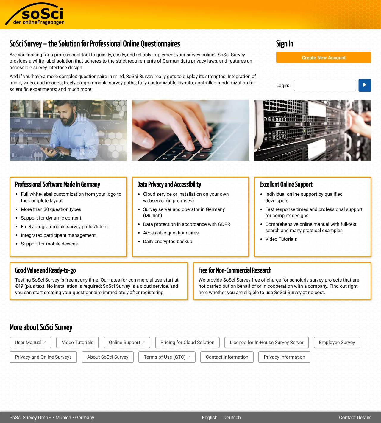 Vollständiger Screenshot von SoSci Survey