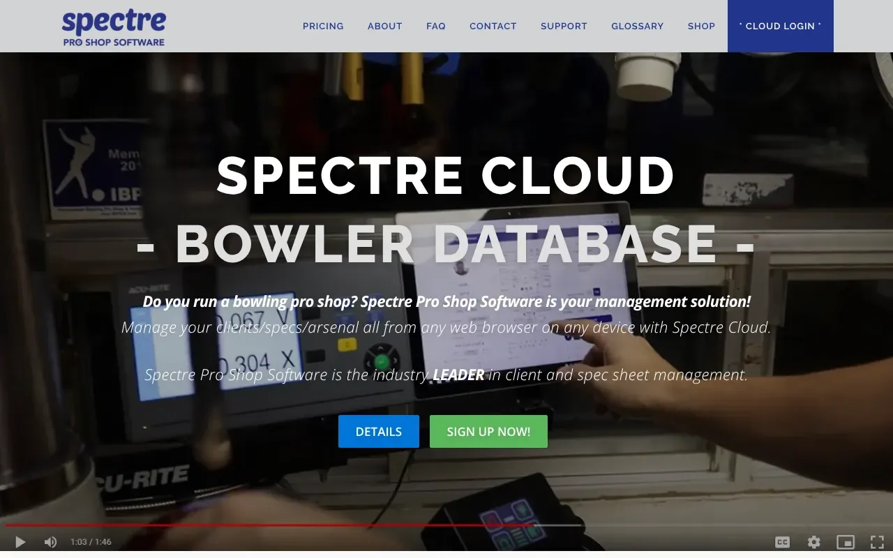 Screenshot von Spectre ProShop Software