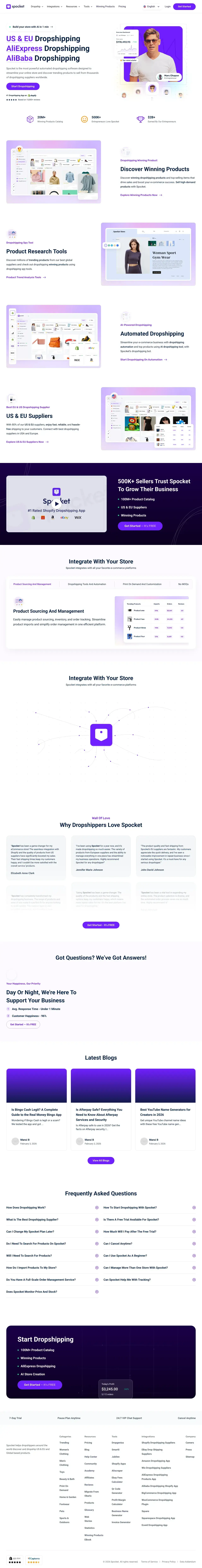 Vollständiger Screenshot von Spocket