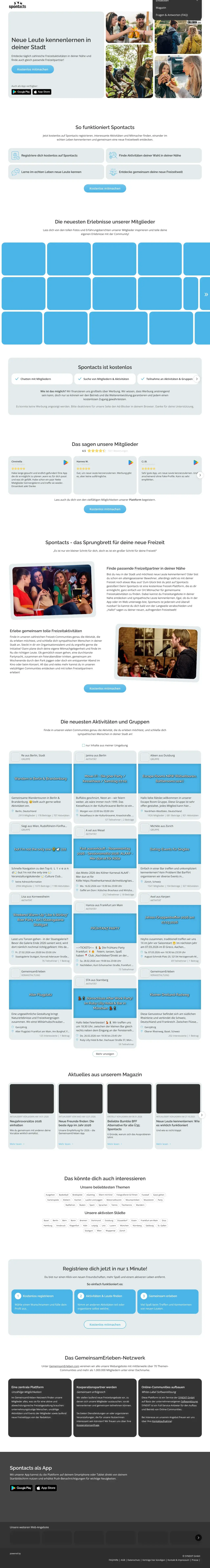 Vollständiger Screenshot von Spontacts