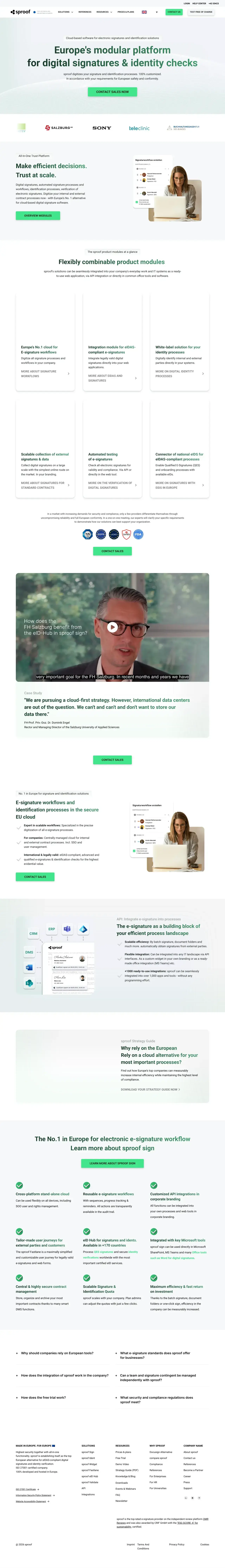 Vollständiger Screenshot von sproof sign