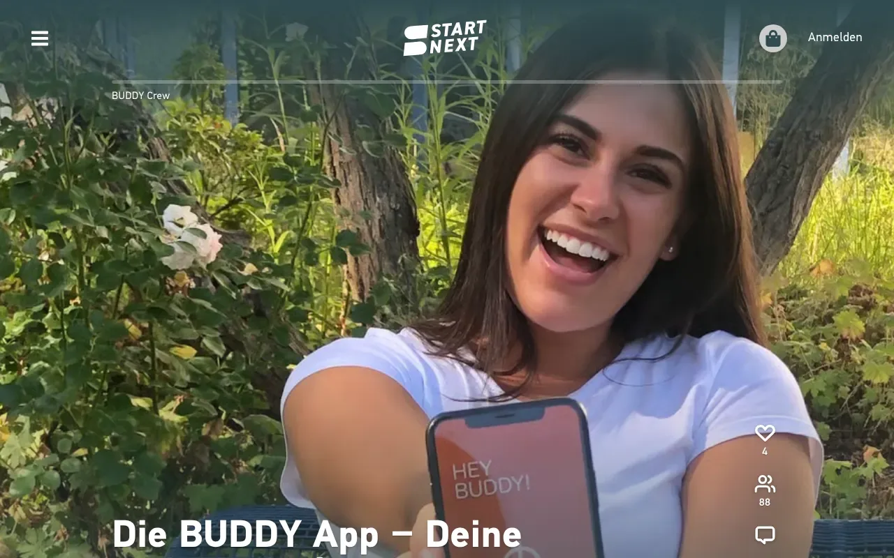 Screenshot von Startnext