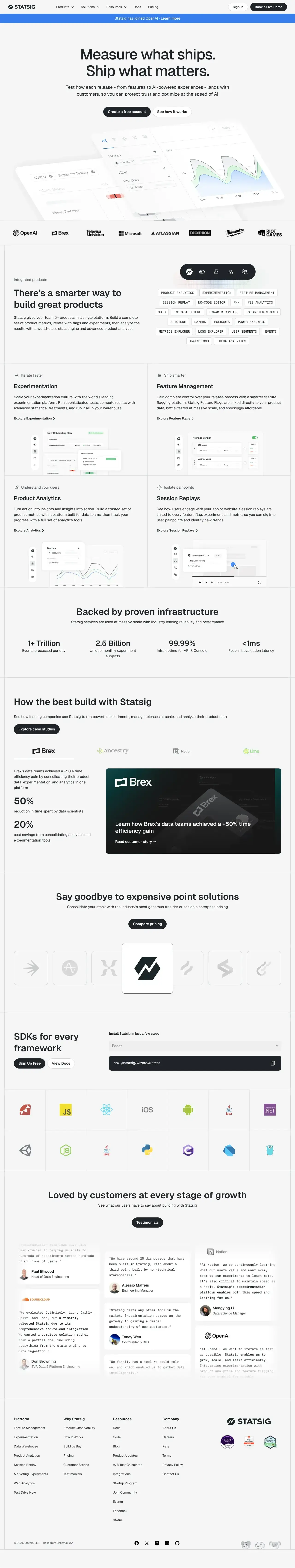 Vollständiger Screenshot von Statsig