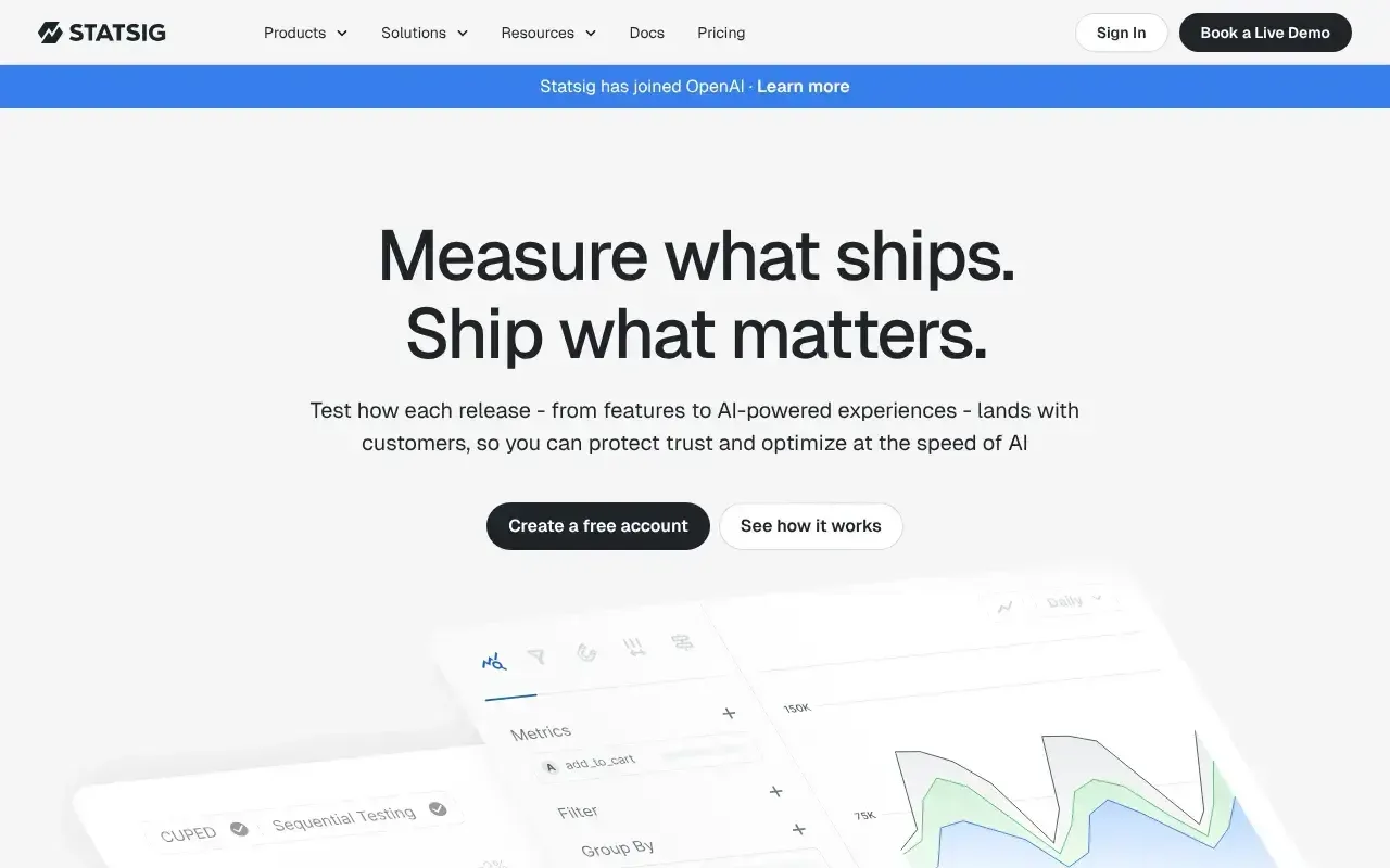 Screenshot von Statsig
