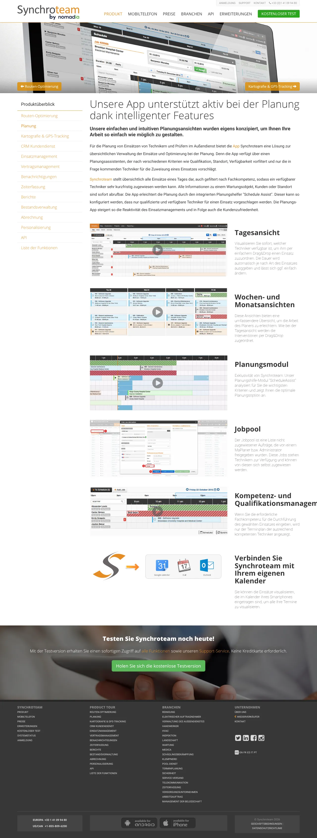 Vollständiger Screenshot von Synchroteam