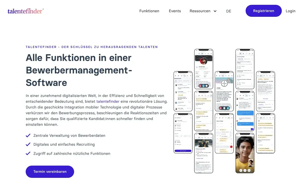 Screenshot von talentefinder