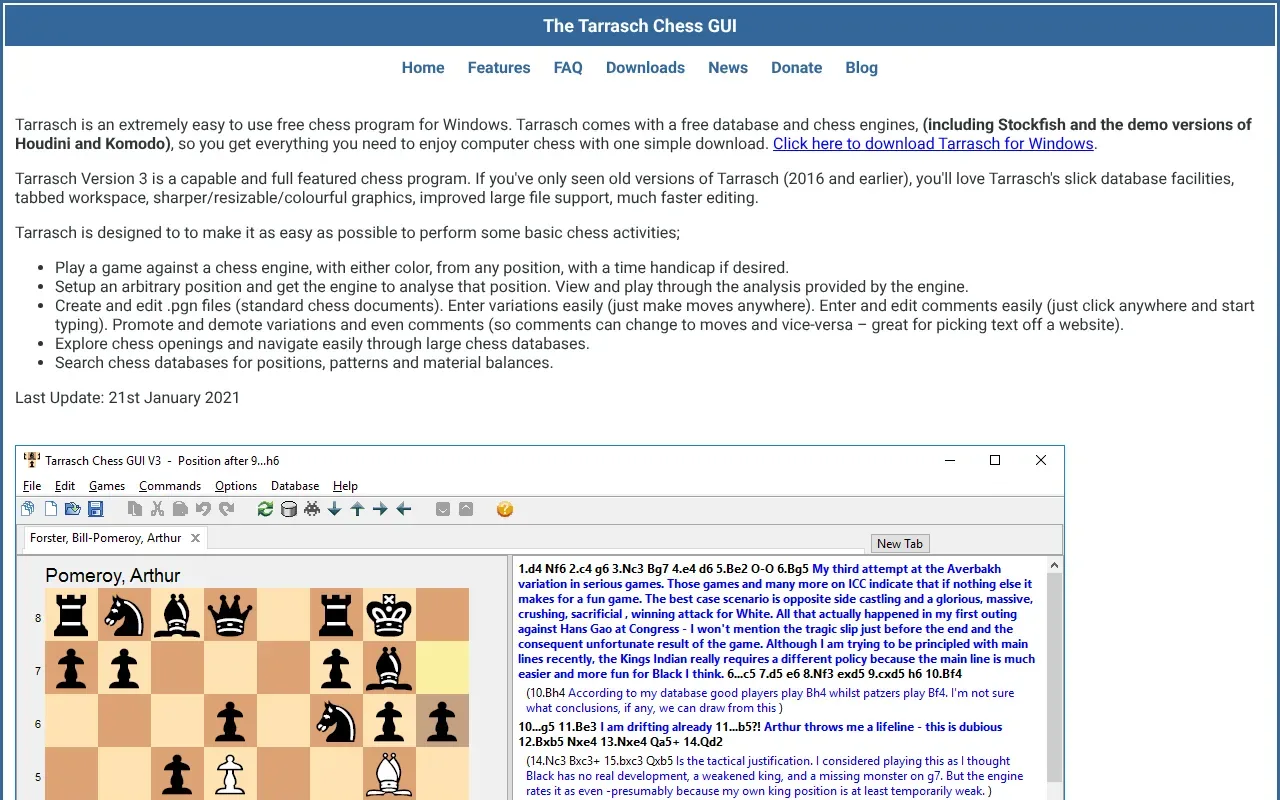 Screenshot von Tarrasch Chess GUI