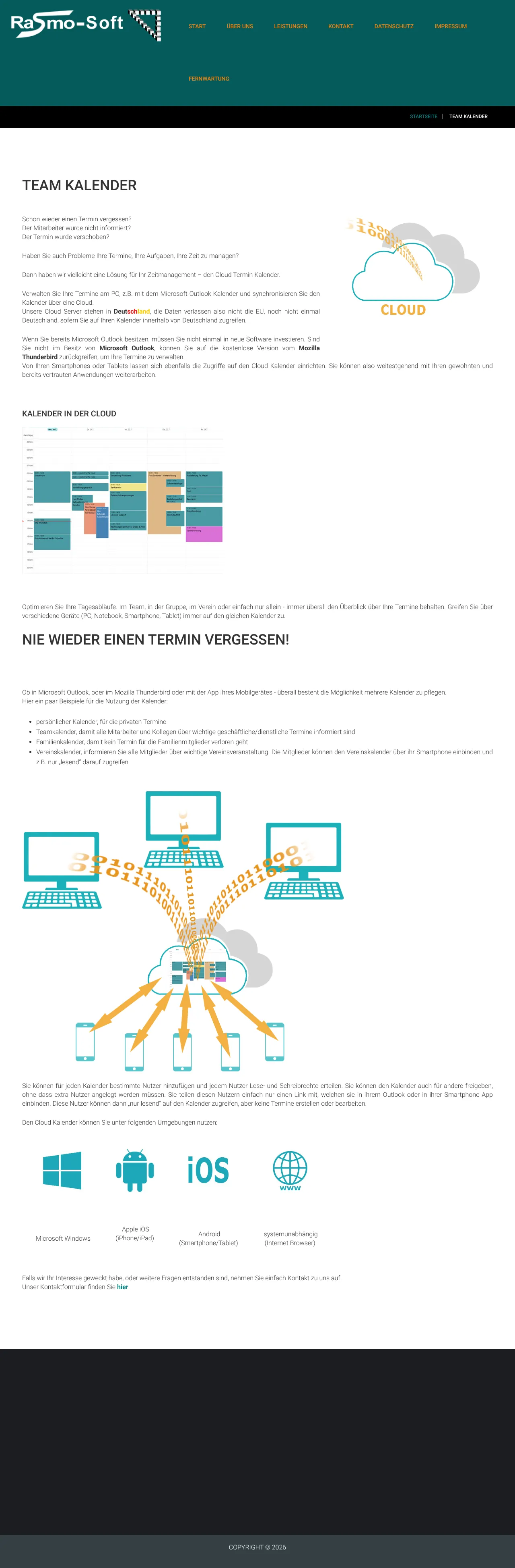 Vollständiger Screenshot von Team Kalender