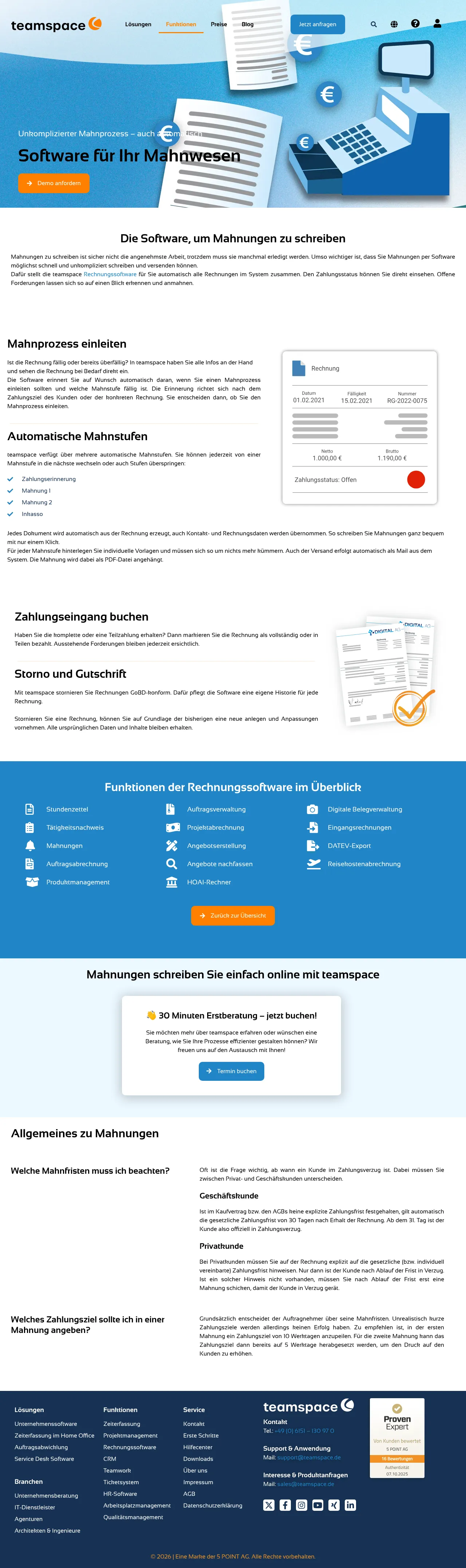 Vollständiger Screenshot von teamspace
