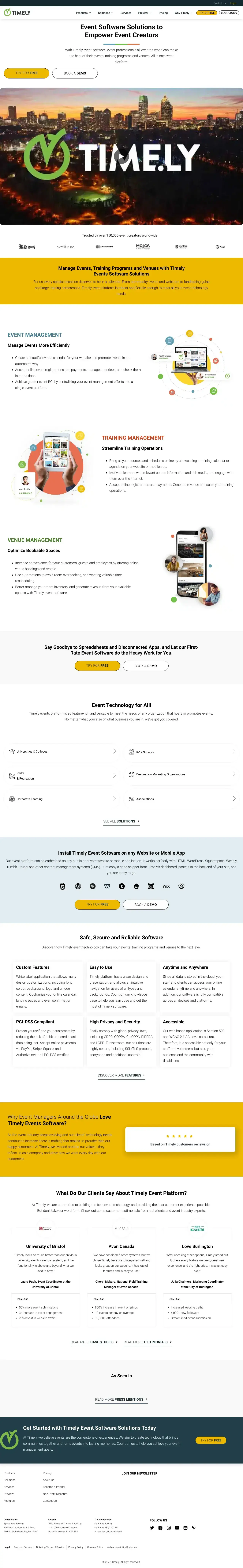 Vollständiger Screenshot von Timely