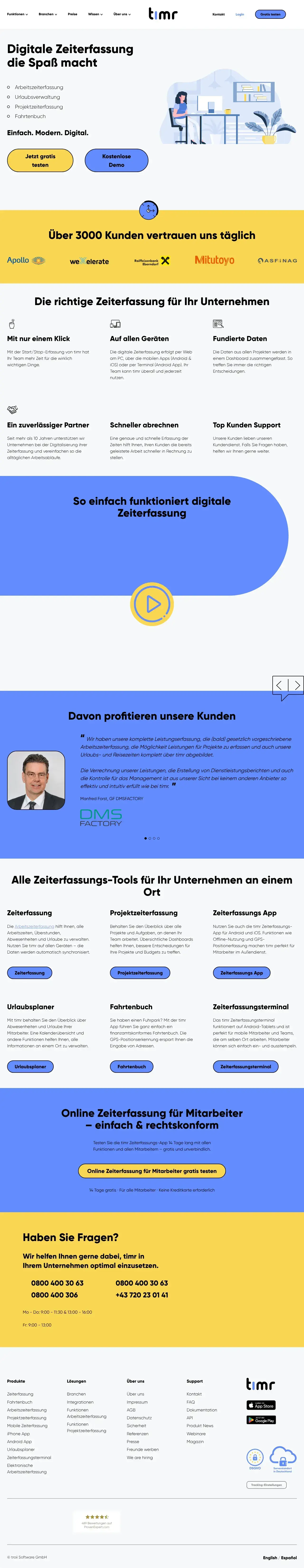 Vollständiger Screenshot von timr