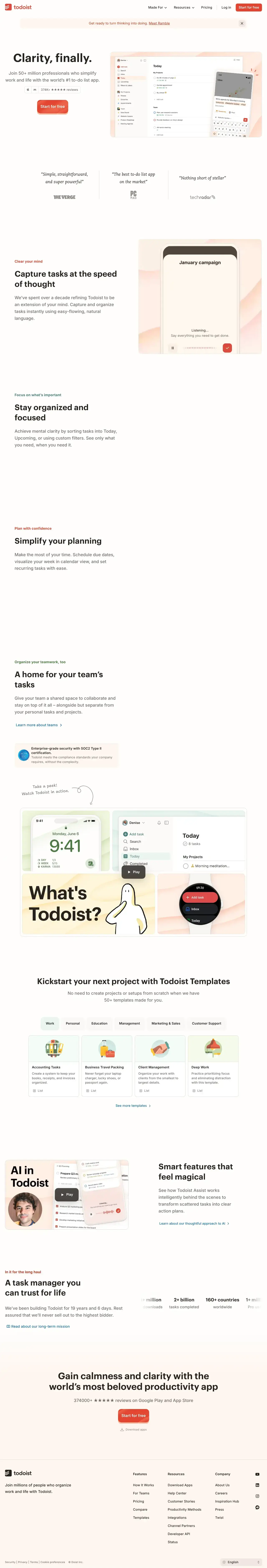 Vollständiger Screenshot von Todoist