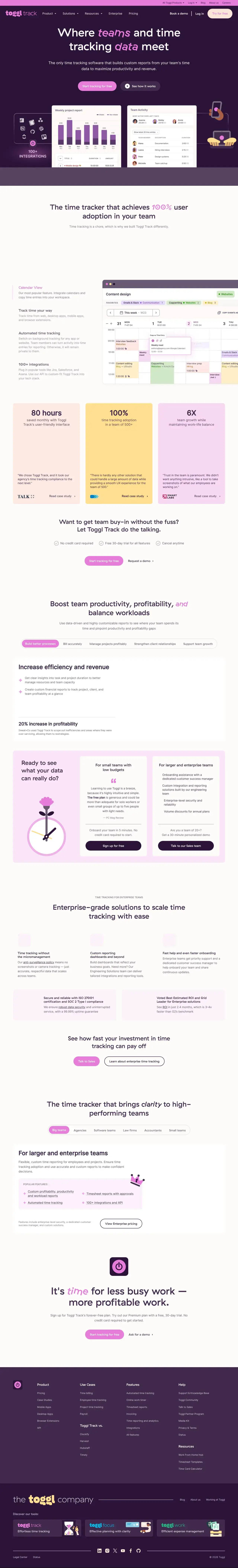 Vollständiger Screenshot von Toggl Track