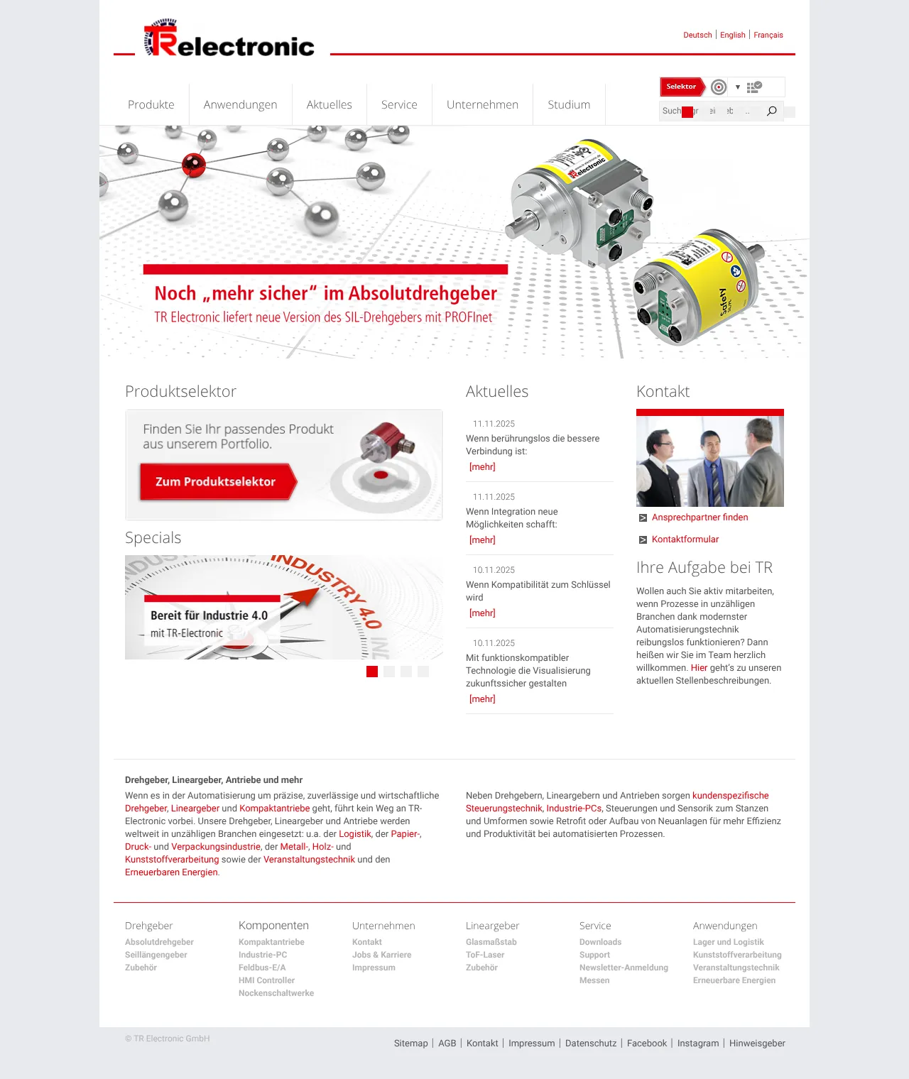 Vollständiger Screenshot von TR-Electronic
