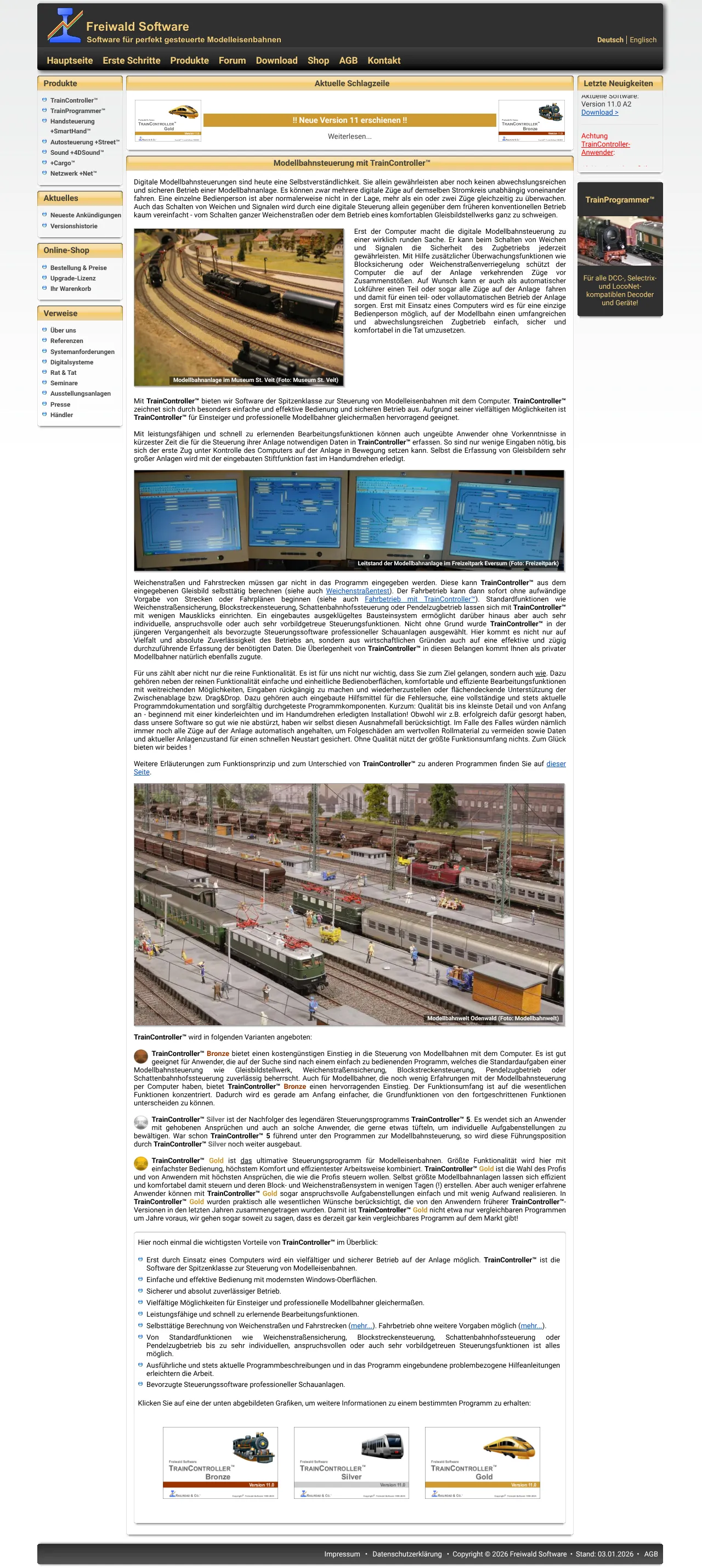 Vollständiger Screenshot von TrainController