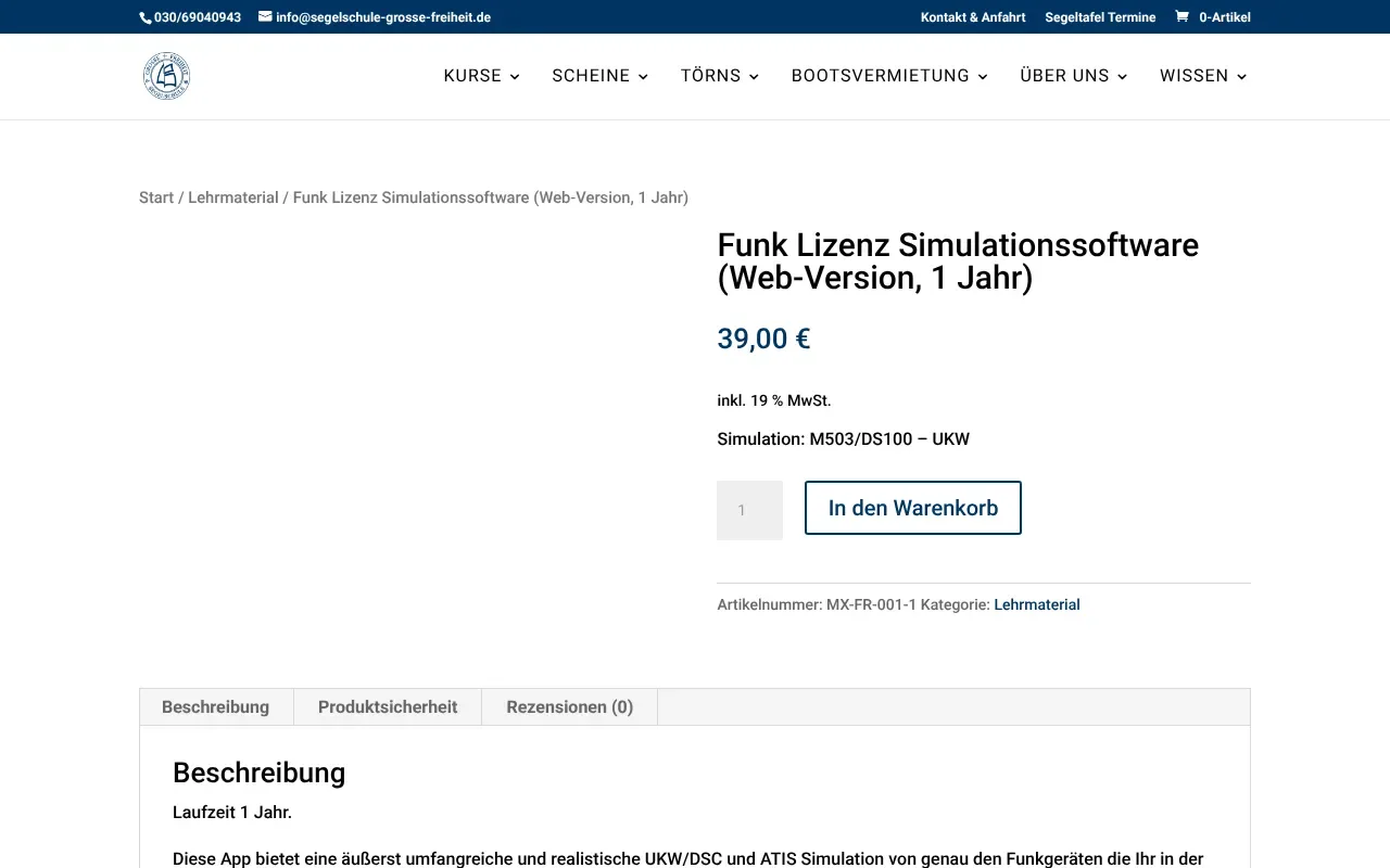 UKW/DSC Funk Lizenz Simulationssoftware