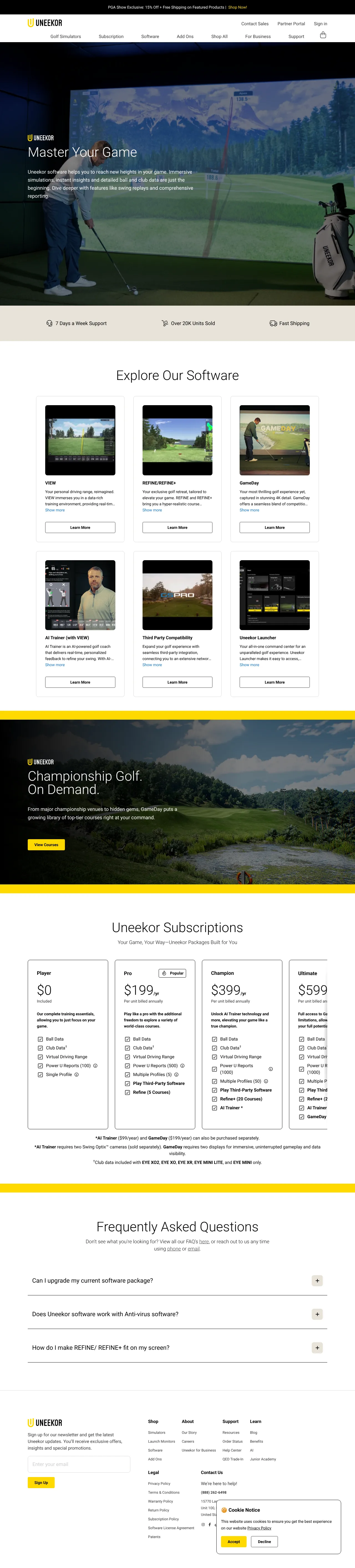 Vollständiger Screenshot von Uneekor Golf Simulation Software