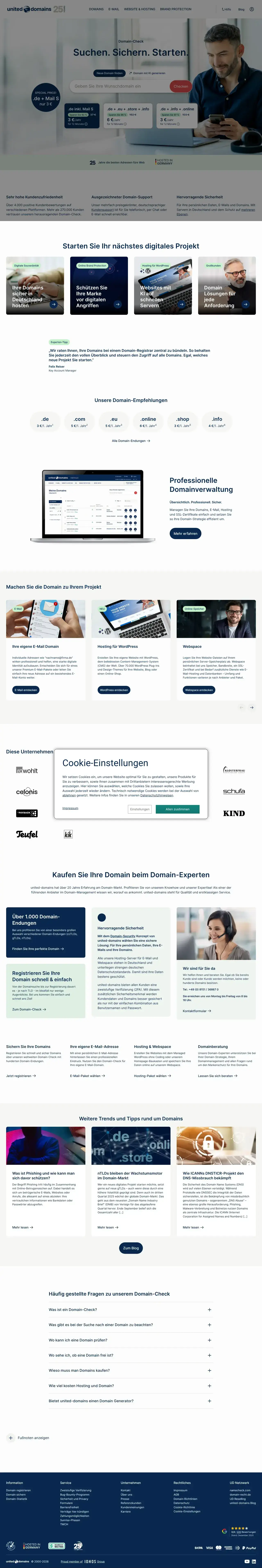 Vollständiger Screenshot von united-domains