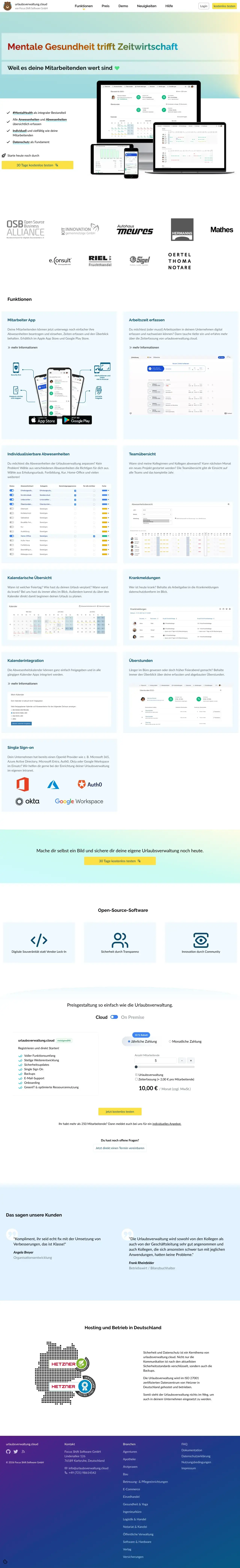 Vollständiger Screenshot von urlaubsverwaltung.cloud