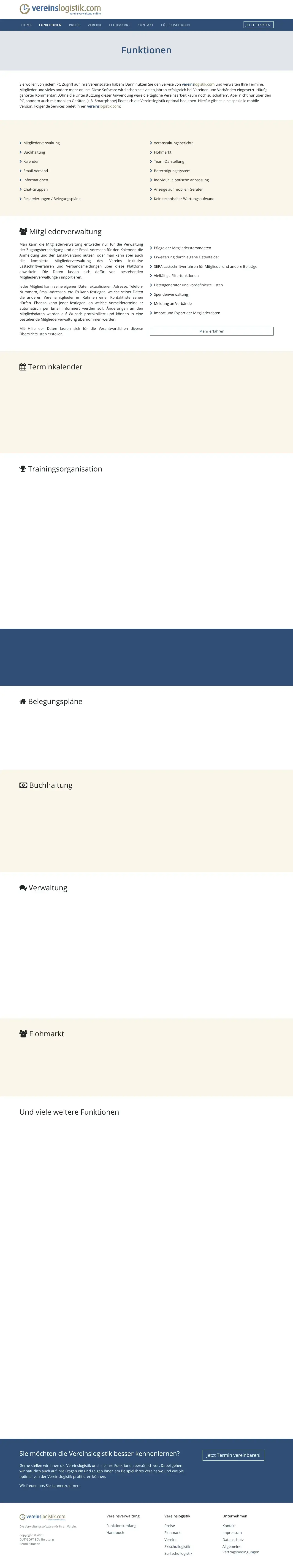 Vollständiger Screenshot von Vereinslogistik.com