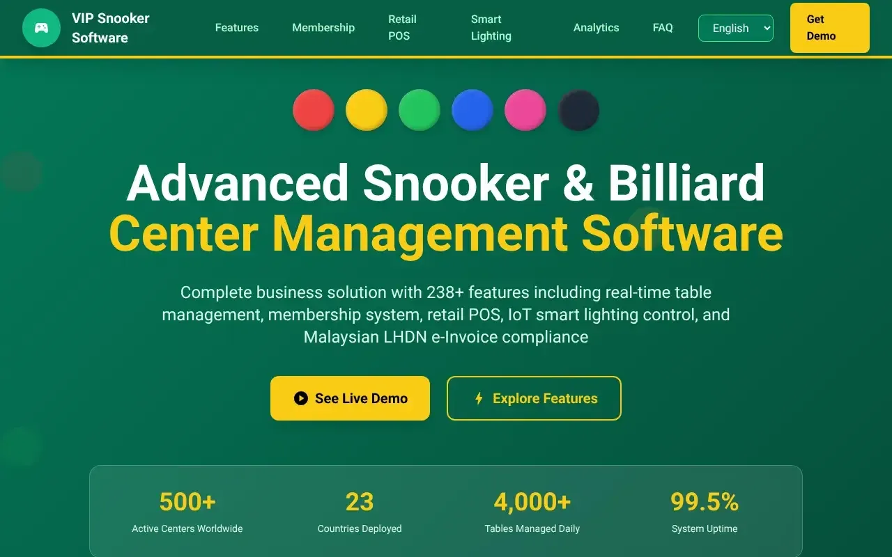 Screenshot von VIP Snooker Software