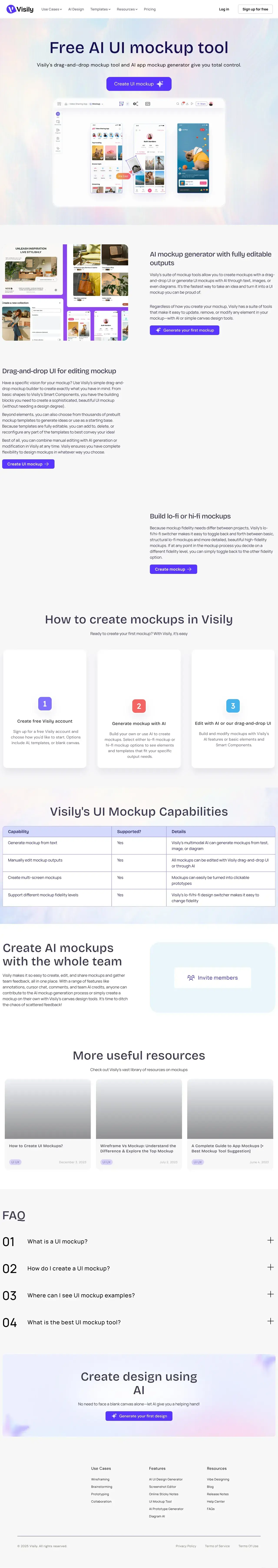 Vollständiger Screenshot von Visily