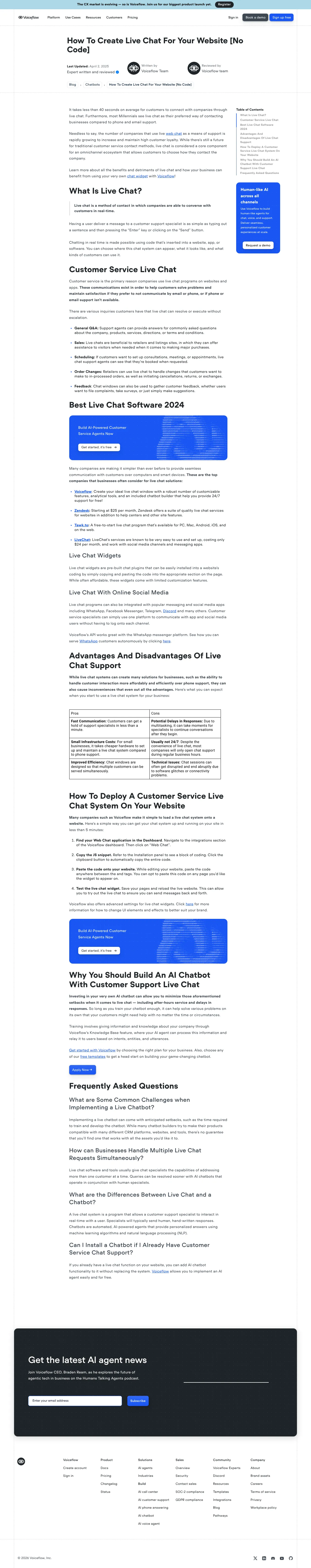 Vollständiger Screenshot von Voiceflow
