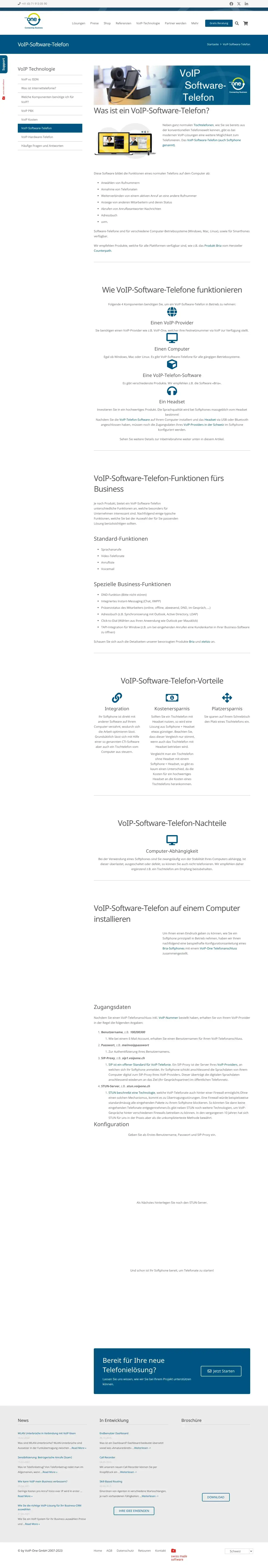 Vollständiger Screenshot von VoIP-One