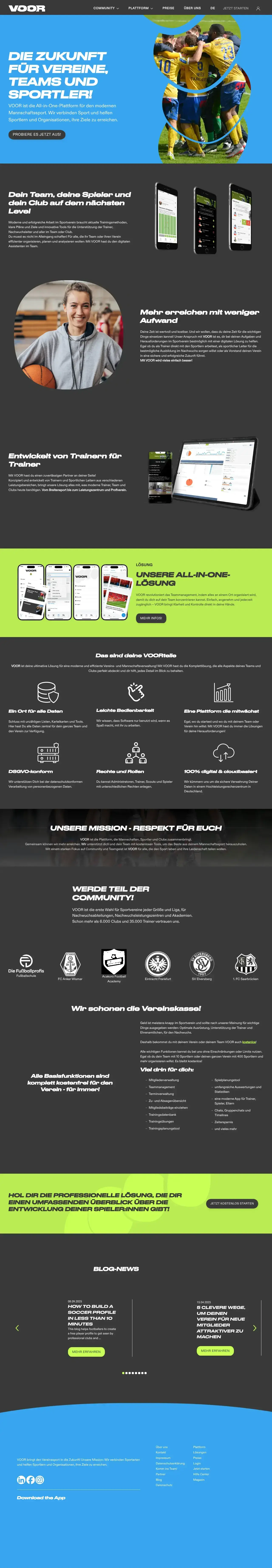 Vollständiger Screenshot von VOOR Sport