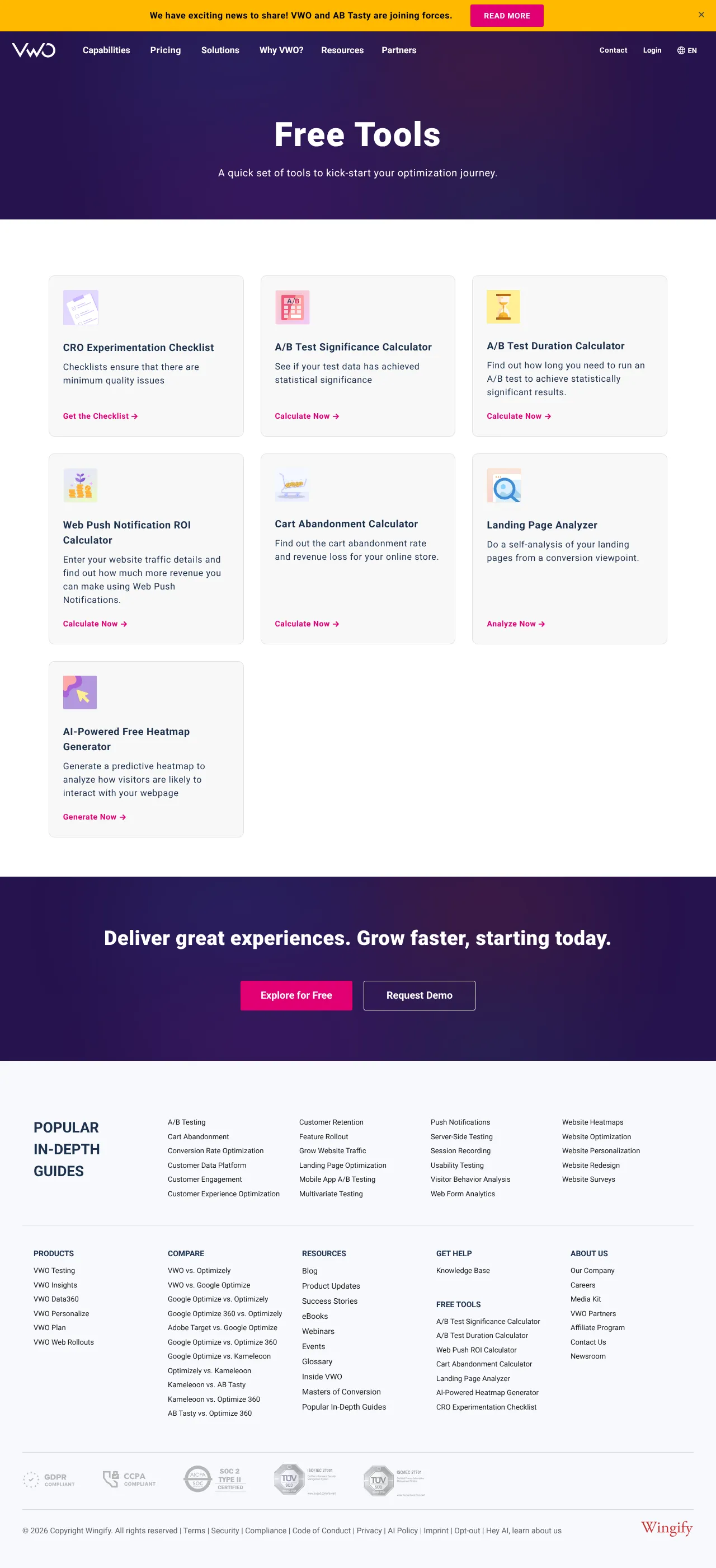 Vollständiger Screenshot von VWO