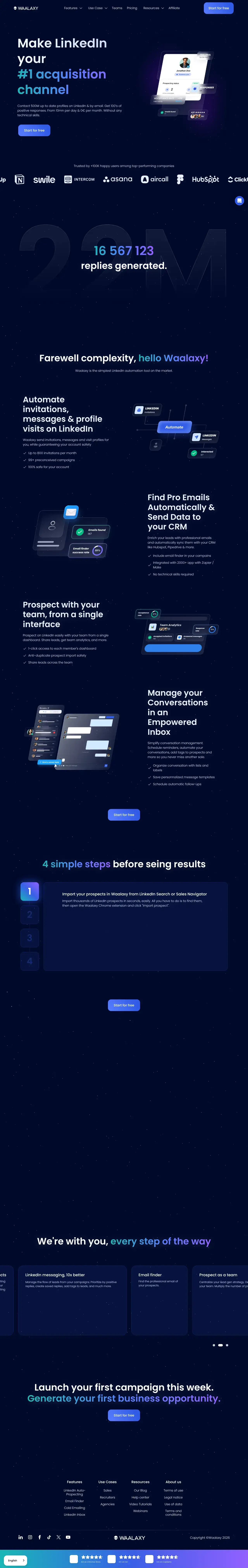 Vollständiger Screenshot von Waalaxy