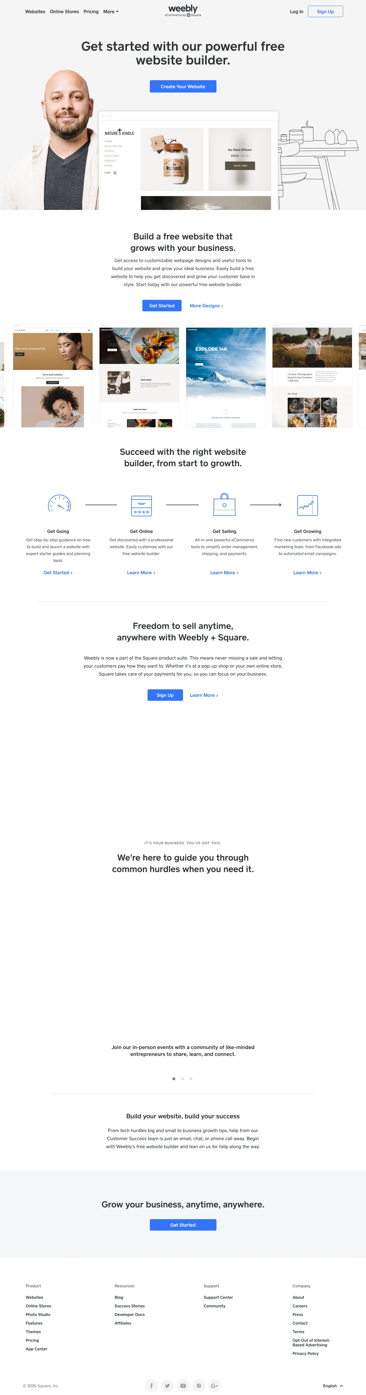 Vollständiger Screenshot von Weebly