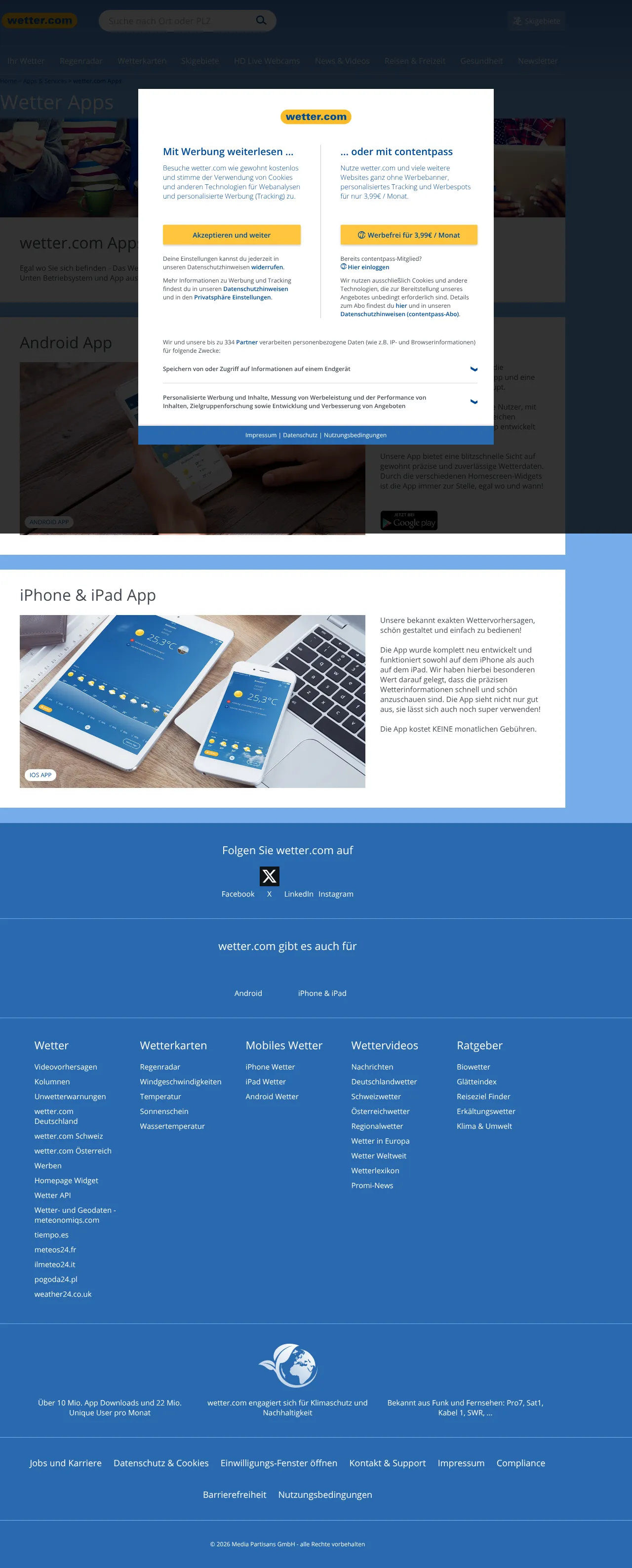 Vollständiger Screenshot von wetter.com