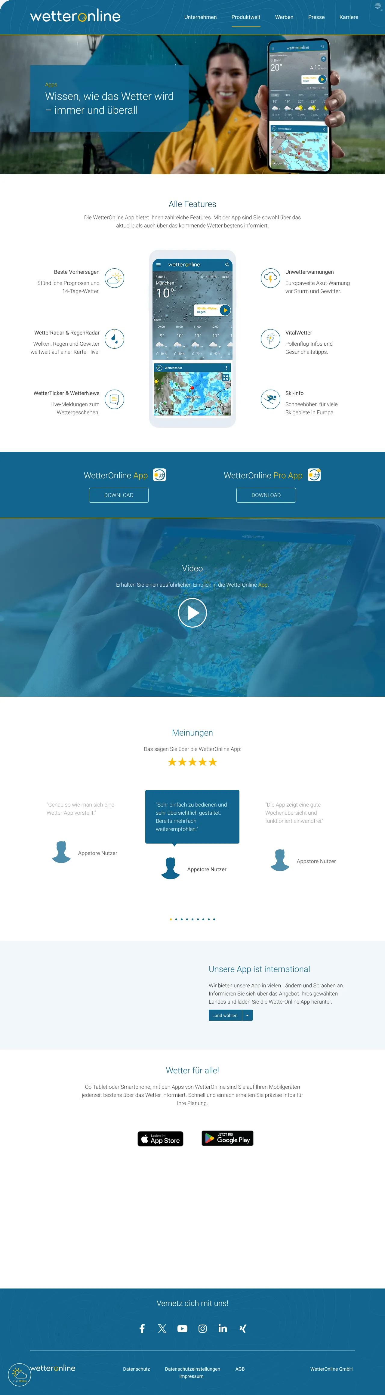 Vollständiger Screenshot von WetterOnline App