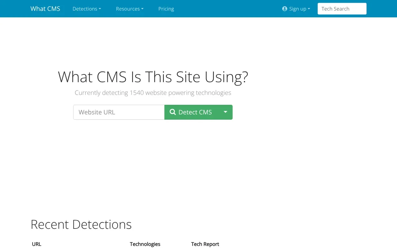 Screenshot von WhatCMS